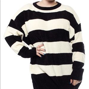Sourpuss Oversized Black White Stripe Sweater